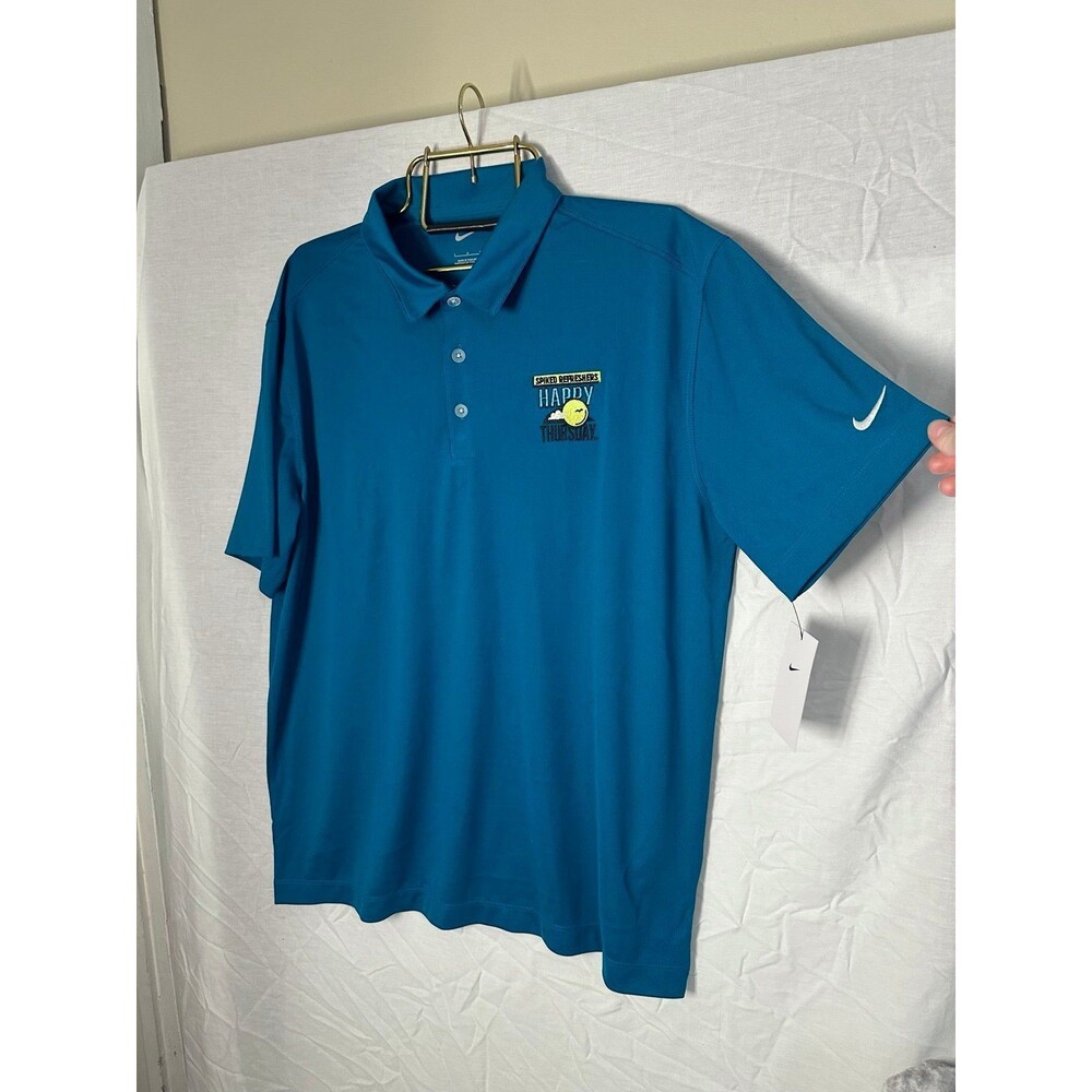 NIKE TEAL HAPPY TUESDAY SPIKED REFRESHERS MEN’S GOLF SHIRT SIZE LARGE